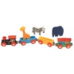 Trenulet din lemn ZOO cu girafa zebra si elefant Maxim-50821 Rail Road